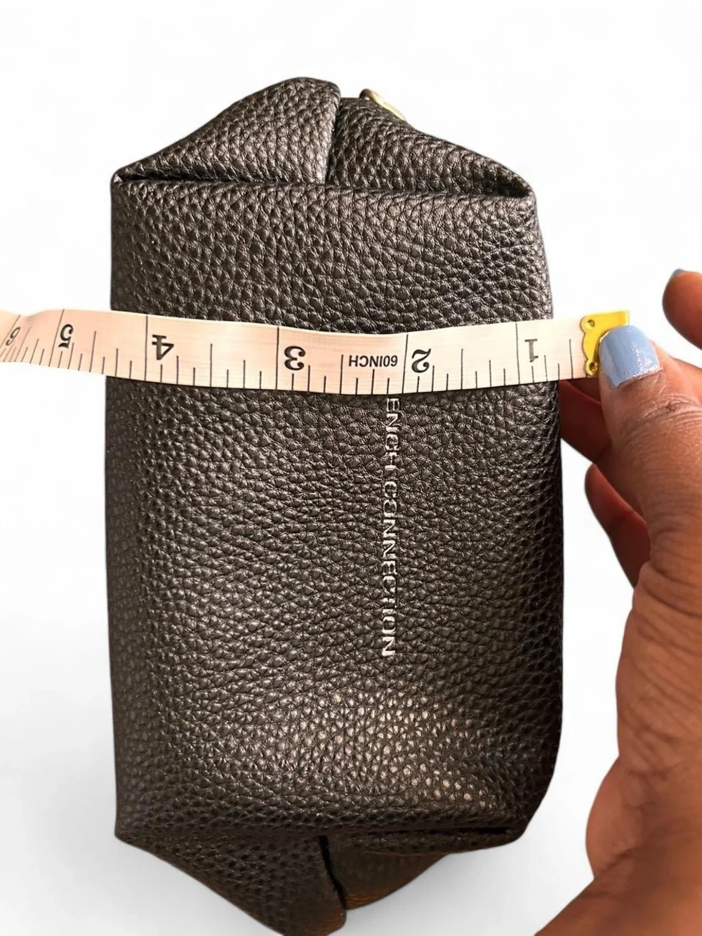 French Connection Black Pebbled Cosmetic Pouch Clean Girl Minimalist Travel Bag